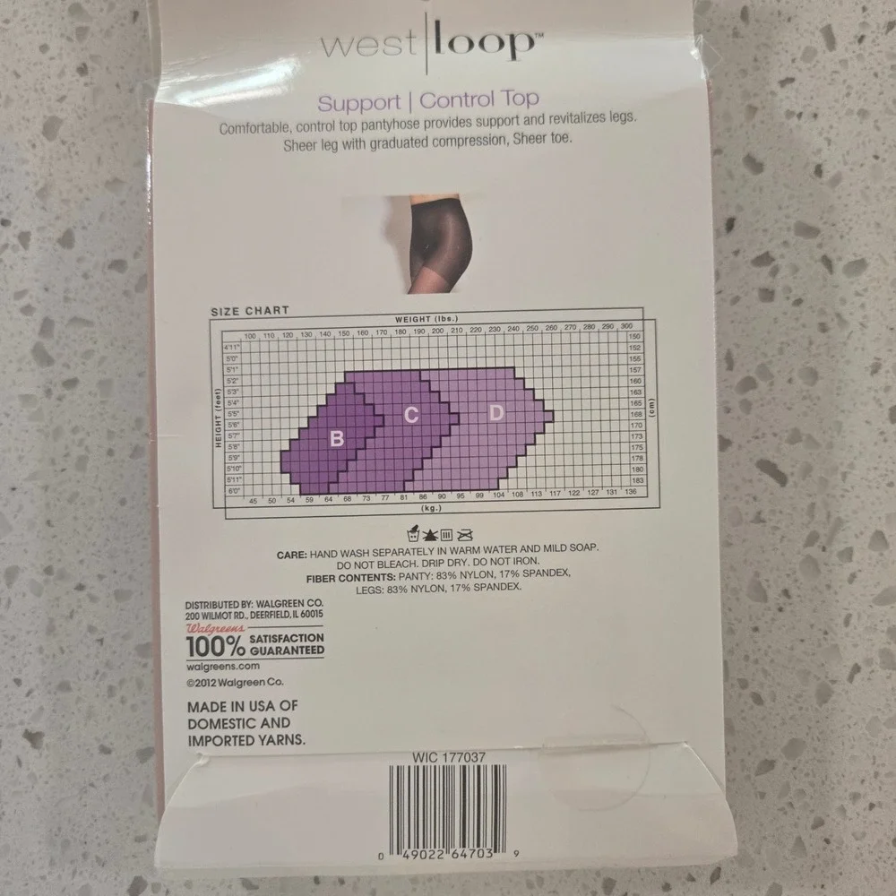 West Loop Pantyhose Womens D Support Control Top Off Black‎ Sheer Toe Tights